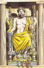 Representation de la statue en ivoire de Zeus, l'une des sept merveilles du monde antique